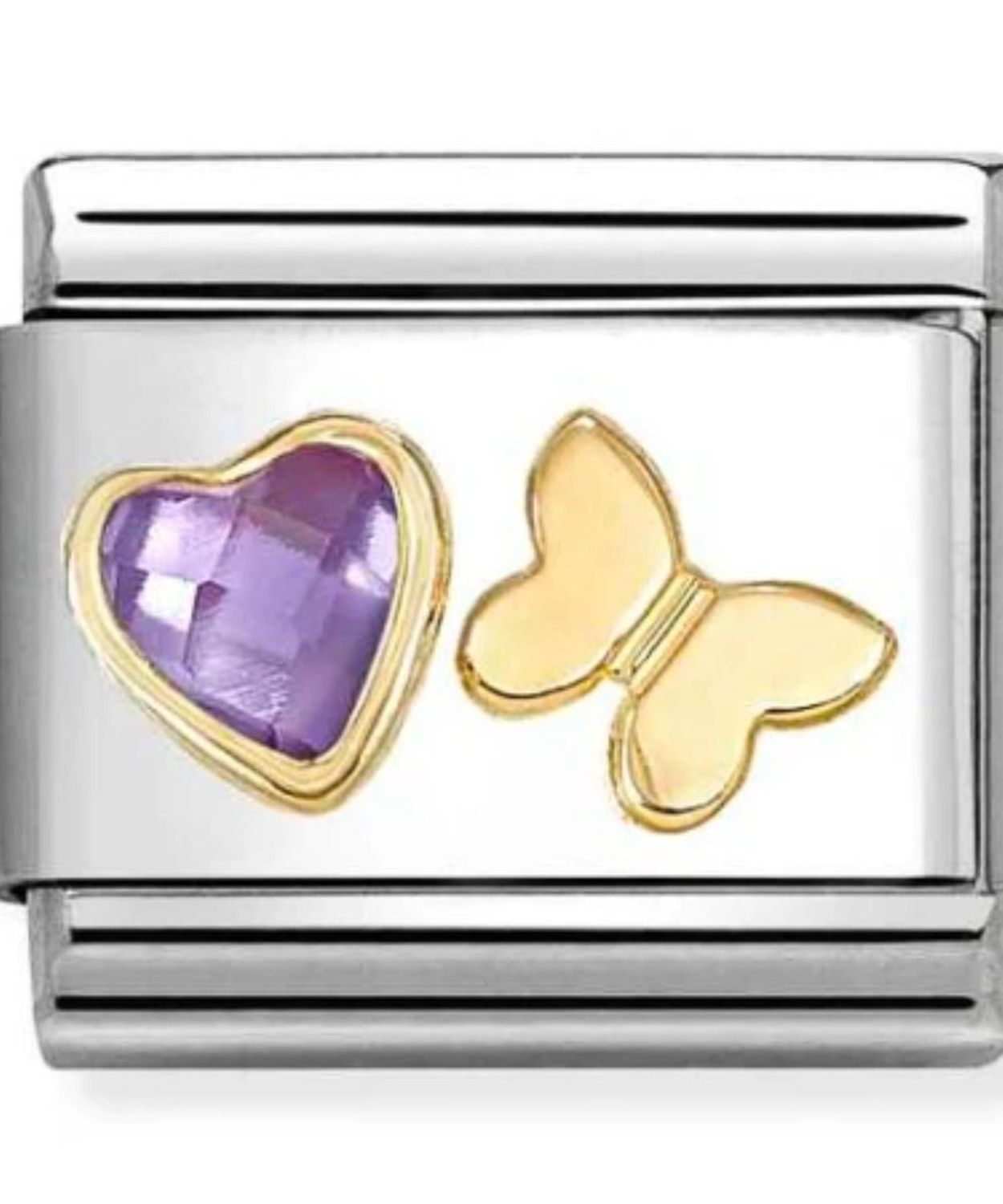 Nomination Element Link Serce z Fioletową Cyrkonią i Motylkiem Gold.jpg